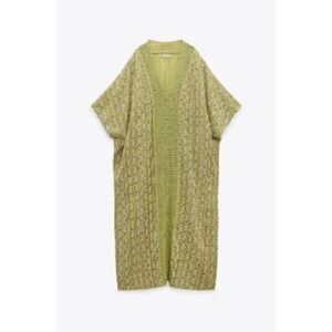 ZARA Green Embroidered Long Tunic Dress SMALL